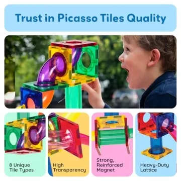 PicassoTiles Marble Run Set - STEM Toy for Kids 3+