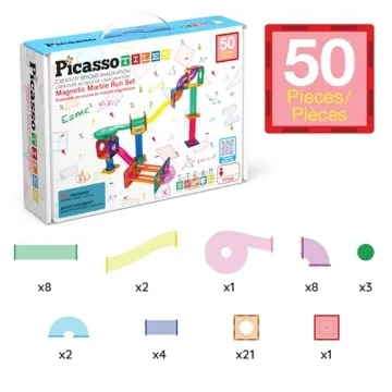 PicassoTiles Marble Run Set - STEM Toy for Kids 3+
