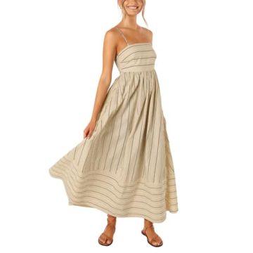 yoeasy Women's Stylish Striped Cutout Maxi Dress for Summer