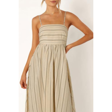 yoeasy Women's Stylish Striped Cutout Maxi Dress for Summer