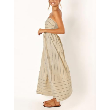 yoeasy Women's Stylish Striped Cutout Maxi Dress for Summer