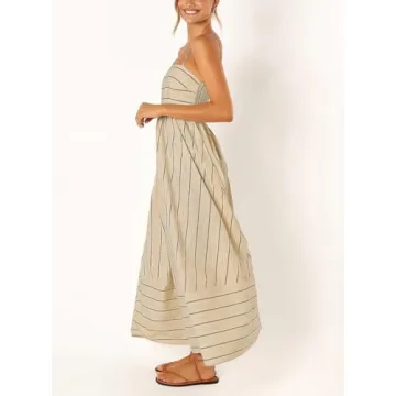 yoeasy Women's Stylish Striped Cutout Maxi Dress for Summer