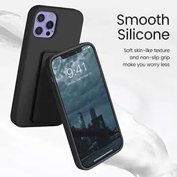 LAUDTEC Silicone Kickstand Case Compatible with iPhone 12/12 Pro, Vertical and Horizontal Stand Hand Strap Metal Kickstand Cover, Flexible Soft Liquid Silicone Stand Case for iPhone 12/12 Pro (Black)