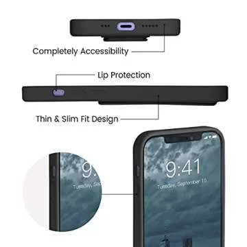 LAUDTEC Silicone Kickstand Case Compatible with iPhone 12/12 Pro, Vertical and Horizontal Stand Hand Strap Metal Kickstand Cover, Flexible Soft Liquid Silicone Stand Case for iPhone 12/12 Pro (Black)