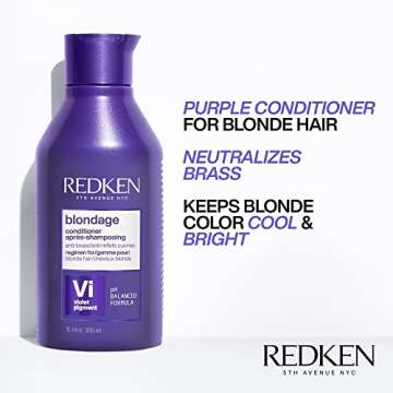 Redken Blondage Color Depositing Purple Conditioner | For Blonde Hair | Neutralizes Brass & Moisturizes Hair | With Pure Violet Pigments | Tones Hair for Cool and Ash Blonde Colors