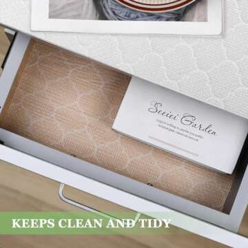 Shelf Liner and Drawer Liner, 12IN x 20FT Non-Slip Kitchen Cabinet Liner, Non-Adhesive Waterproof Du...
