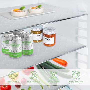 Shelf Liner and Drawer Liner, 12IN x 20FT Non-Slip Kitchen Cabinet Liner, Non-Adhesive Waterproof Durable EVA Cupboard Liner with Print for Shelves, Refrigerators, Cabinets and Storage