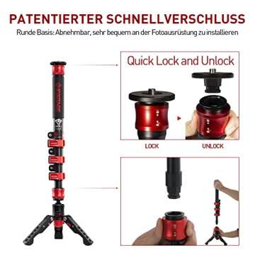 IFOOTAGE Monopod for Cameras, 59" Carbon Fiber Video Monopod with Feet, Compatible for DSLR Cameras and Camcorders, Cobra 2 C150-II