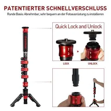 IFOOTAGE Monopod for Cameras, 59" Carbon Fiber Video Monopod with Feet, Compatible for DSLR Cameras and Camcorders, Cobra 2 C150-II