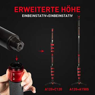 IFOOTAGE Monopod for Cameras, 59" Carbon Fiber Video Monopod with Feet, Compatible for DSLR Cameras and Camcorders, Cobra 2 C150-II