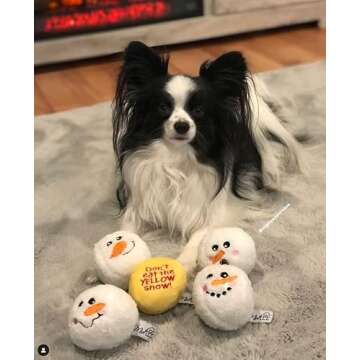 Midlee Snowball Fight Plush Dog Toy - 3"