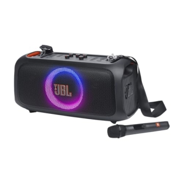 JBL PartyBox On-The-Go Essential - Portable Party Speaker with Built-in Lights and Wireless mic, Ama...