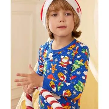 babee Reshinee Bamboo Viscose Toddler Christmas Pajamas Boys Girls Kids Baby 2pcs Long-Sleeve Pyjama Set 8Y Snug fit Sleepwear Pjs