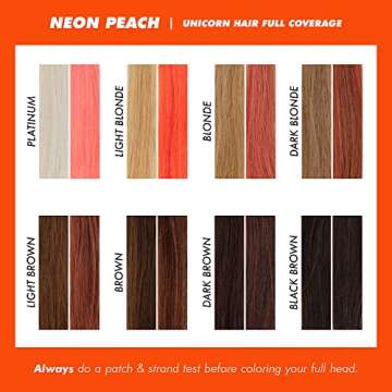 Lime Crime Full Coverage Unicorn Hair Dye, Neon Peach - Damage-Free Semi-Permanent Hair Color Conditions & Moisturizes - Temporary Hair Tint Kit Has A Sugary Citrus Vanilla Scent - Vegan