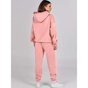 ANRABESS Womens 2 Piece Outfits Lounge Hoodie Oversized Sweatshirt Jogger Sweatpants Y2K Tracksuit Sweatsuit Set Fall Clothes Pink Medium