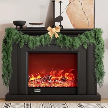 9.8 Ft Realistic Touch Norfolk Pine Garland- Greenery Artificial Pine Cypress Garland- Fake Christmas Pine Garland for Xmas Table Mantle Fireplace Window Home Indoor Outdoor Decoration