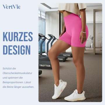 Vertvie High Waisted Gym Shorts Women Booty Scrunch Shorts Seamless Stretch Tummy Control Workout Yoga Shorts Leggings (Cherry Pink,Small)