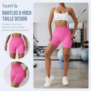 Vertvie High Waisted Gym Shorts Women Booty Scrunch Shorts Seamless Stretch Tummy Control Workout Yoga Shorts Leggings (Cherry Pink,Small)