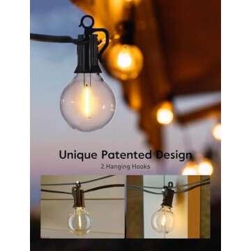 2 Pack 25FT Outdoor String Lights, Globe Patio Lights with 12+1 LED G40 Plastic Shatterproof Bulbs, Waterproof Connectable Edison Hanging Lights, Backyard Lights for Balcony Gazebo Garden Party Decor