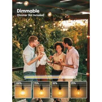 2 Pack 25FT Outdoor String Lights, Globe Patio Lights with 12+1 LED G40 Plastic Shatterproof Bulbs, Waterproof Connectable Edison Hanging Lights, Backyard Lights for Balcony Gazebo Garden Party Decor