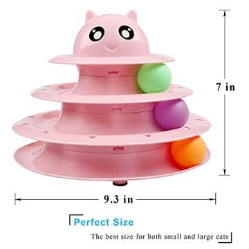 UPSKY Cat Toy Roller 3-Level Turntable Cat Toy Balls with Six Colorful Balls Interactive Kitten Fun ...