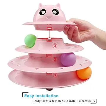 UPSKY Cat Toy Roller 3-Level Turntable Cat Toy Balls with Six Colorful Balls Interactive Kitten Fun Mental Physical Exercise Puzzle Toys