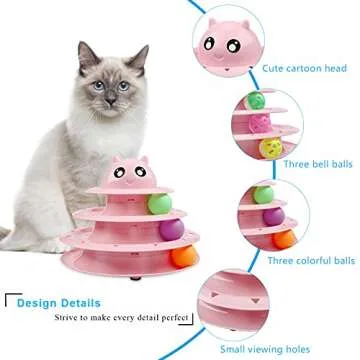 UPSKY Cat Toy Roller 3-Level Turntable Cat Toy Balls with Six Colorful Balls Interactive Kitten Fun Mental Physical Exercise Puzzle Toys