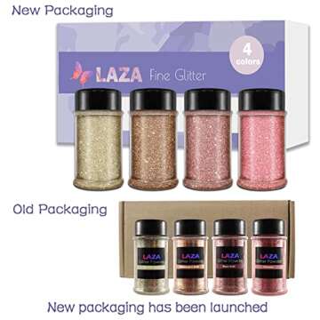 Laza Spring Ultra Fine Glitter Powder, 4 Colors 320ml Craft Glitter Sequins, Rose Gold PET Extra Fin...