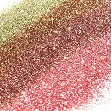 Laza Spring Ultra Fine Glitter Powder, 4 Colors 320ml Craft Glitter Sequins, Rose Gold PET Extra Fine Glitter for Flowers Resin, Nail Arts, Epoxy Tumbler, Decoration, Weddings, Wine Goblets- Pink Gold