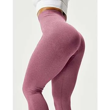 YEOREO Women High Waist Workout Gym Smile Contour Seamless Leggings Yoga Pants Tights Pink S