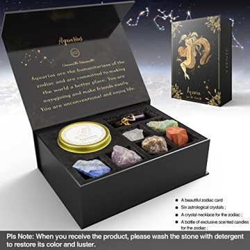 YTENTE Aquarius Candle Gift Set with Healing Crystals