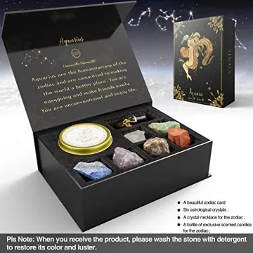 YTENTE Aquarius Candle Gift Set with Healing Crystals