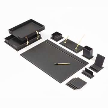 MOOGCO Bonded Leather Desk Organizer Set for Home & Office