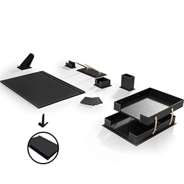 MOOGCO Leather Desk Organizer Set for Office