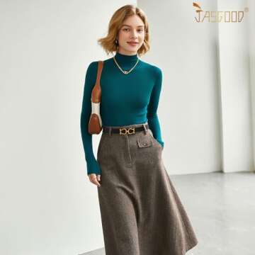 Stylish JASGOOD Women Reversible Leather Belt with Gold Buckle