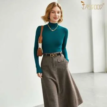 Stylish JASGOOD Women Reversible Leather Belt with Gold Buckle