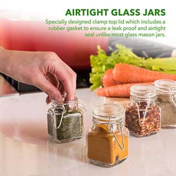 Airtight 3 oz Glass Jars with Labels - Set of 12
