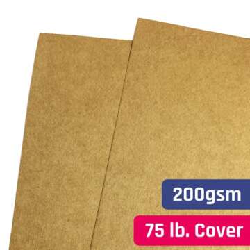 Brown Kraft Cardstock 200 GSM, 50 Sheets, 8.5 x 11