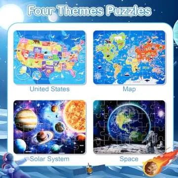 Wooden Puzzles for Kids Ages 4-6,24 Piece Puzzles for Kids Ages 3-5,4 Pack Wooden Jigsaw Puzzles Spa...