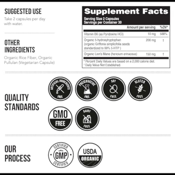 Organic 5-HTP - 200 mg | Supports Mood, Cognition & Sleep