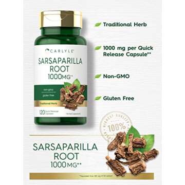 Carlyle Sarsaparilla Root Capsules 1000mg - Premium Quality