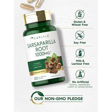 Carlyle Sarsaparilla Root Capsules 1000mg - Premium Quality