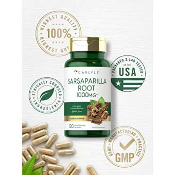 Carlyle Sarsaparilla Root Capsules 1000mg - Premium Quality