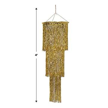 Beistle 3-Tier Shimmering Metallic Plastic Tinsel Fringed Chandelier Hanging Décor for Birthday Or ...