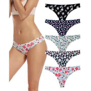 Voenxe Seamless Women Thong Underwear – 5-Pack No Show Comfort