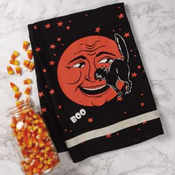 Retro-Inspired Halloween Dish Towel by Primitives by Kathy