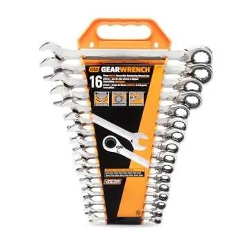 GEAWRENCH 16 Pc. Reversible Ratcheting Combination Wrench Set, Metric - 9602N