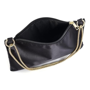 ChuLian Women Satin Evening Handbag Shoulder Bag Wedding Prom Clutch Purse Elegant Evening Bag for Wedding Prom Bridal Black