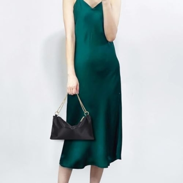 ChuLian Women Satin Evening Handbag Shoulder Bag Wedding Prom Clutch Purse Elegant Evening Bag for Wedding Prom Bridal Black