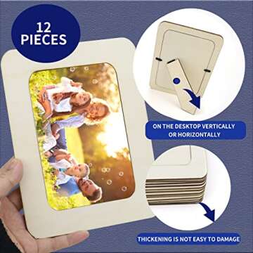RYKOMO 12 Pieces DIY Wooden Picture Frames, Unfinished Solid Wood Photo Picture Frames for 4 x 6 in ...